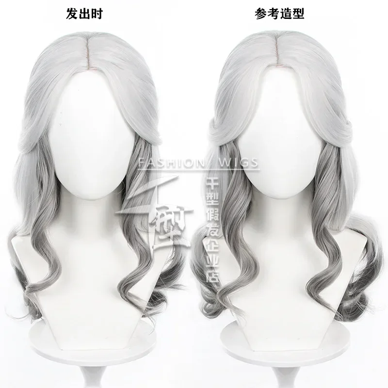 Game Identity V Psychologist Everlasting Night Ada Mesmer Cosplay Wig Silver White Hair 60CM Long Hair Wig