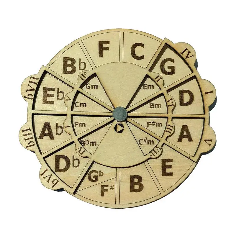 Herramienta de melodía de madera, rueda redonda de círculo de Fifths, juguetes de iluminación Musical, rueda de acorde para músicos, instrumentos