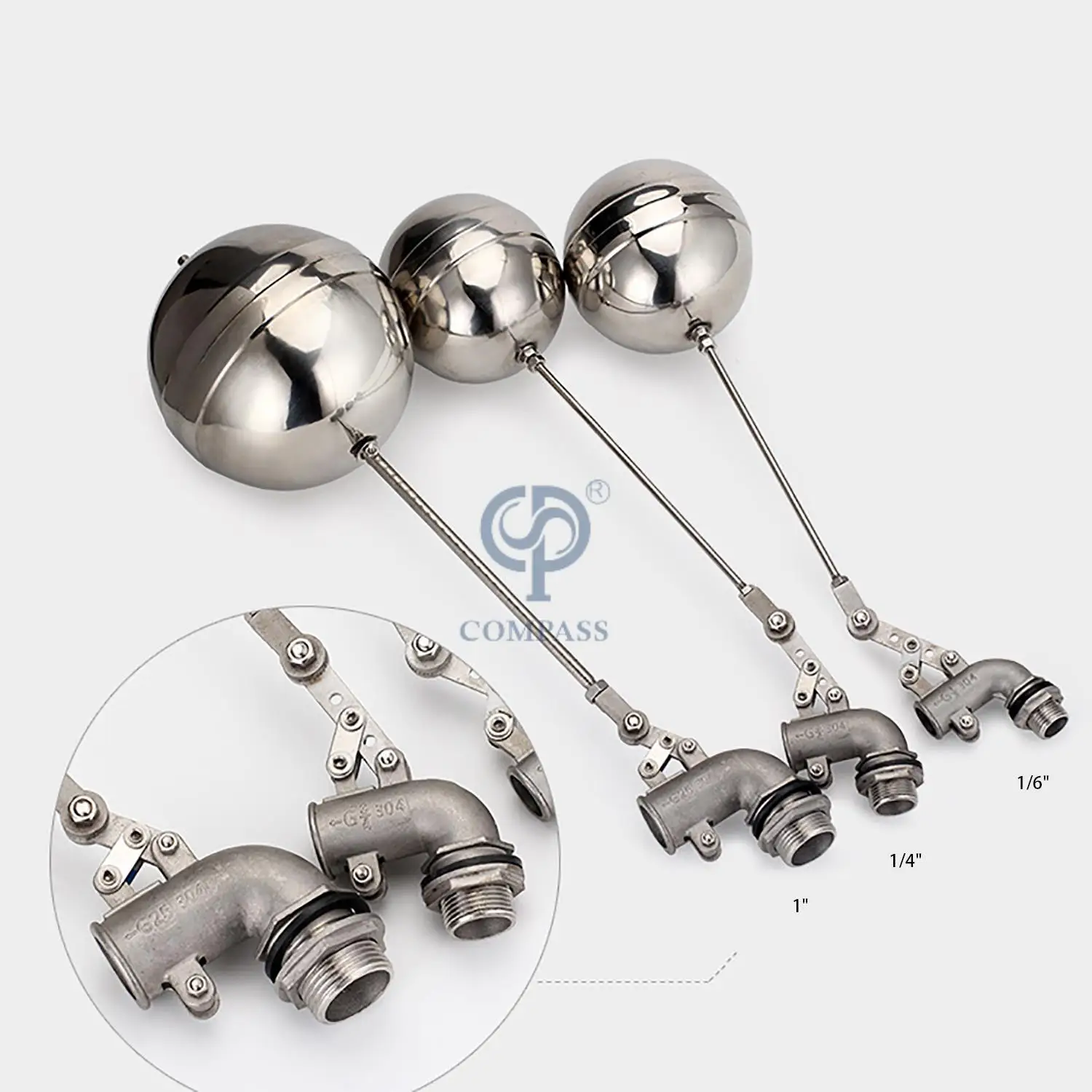 Compass DN15 Female Thread Stainless Steel SS304 Hydraulic Ball Valve Water Tank Float Valve with OEM Customization Support