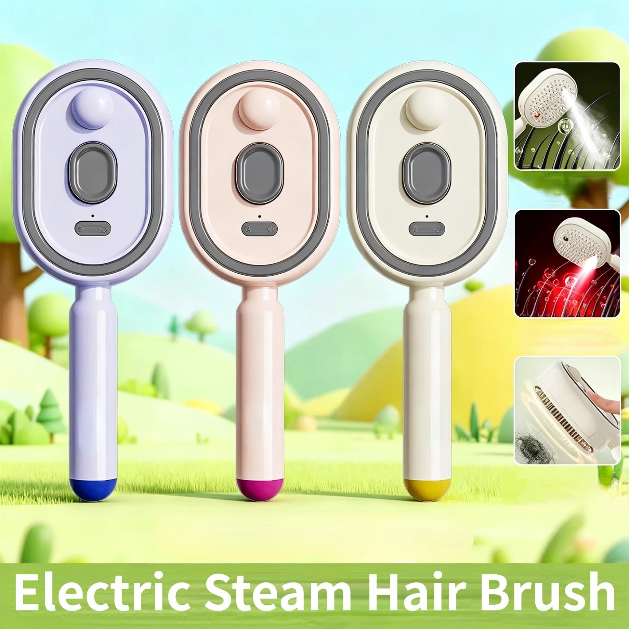 Electric Spray Hair Brush Rechargeable Steam Comb Air Cushion Massage For Fluffy Hair Straightening Anti-static Scalp Massager - view 3