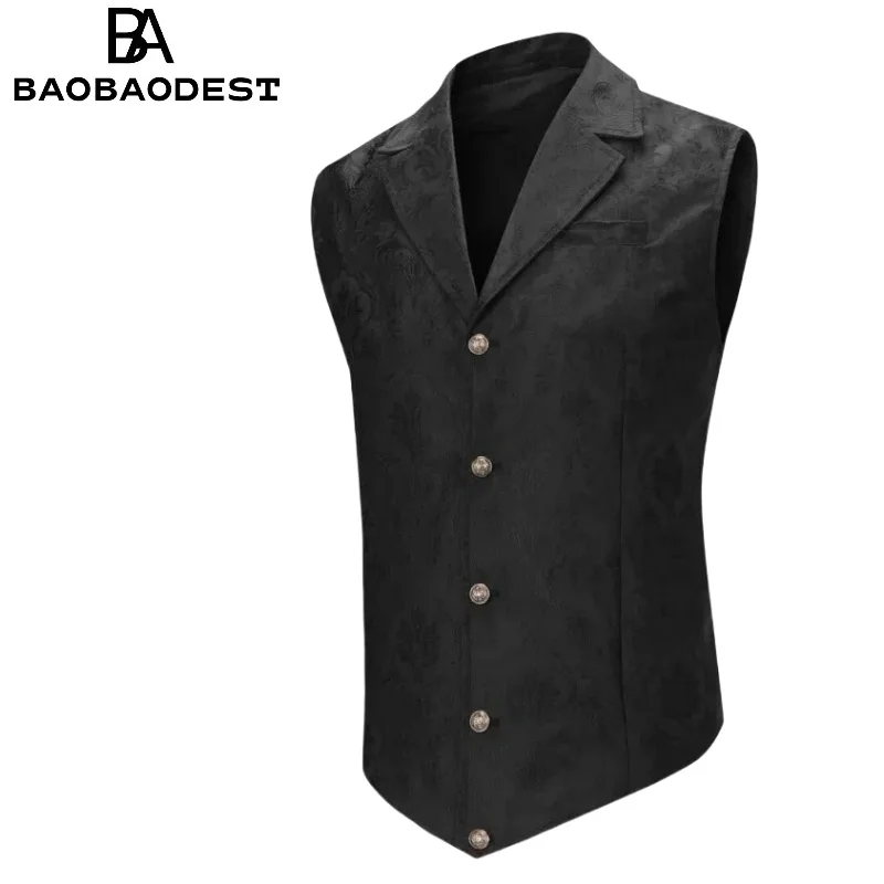 

Men's Gothic Steampunk Vest - Paisley Western Waistcoat for Wedding & Victorian Party | Formal Vintage Suit Vest, Leather Trim,