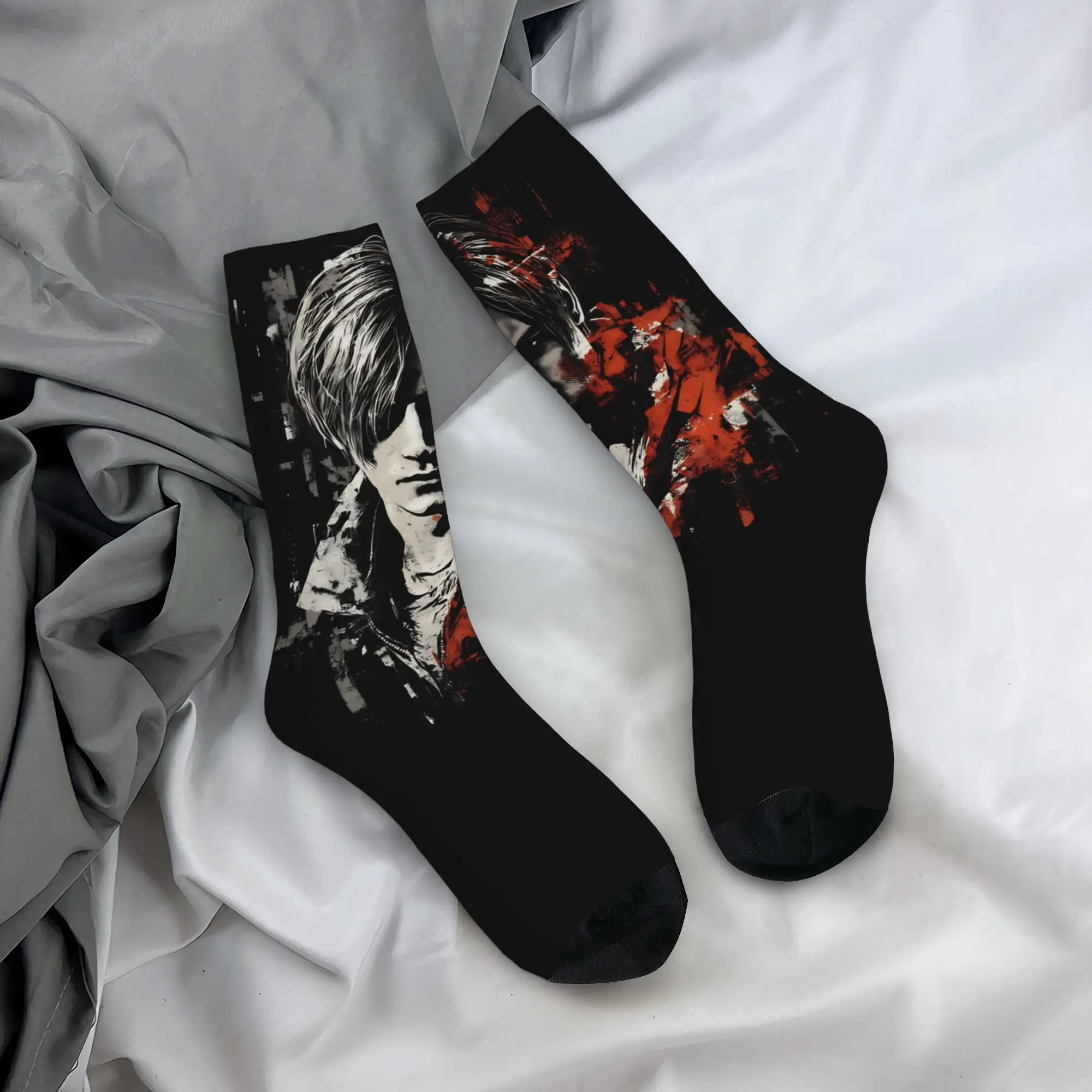 

Leon Kennedy Socks Residents Evil 9 Requiem Graphic Stockings Non-Slip Adults Men Socks Quality Autumn Fashion Outdoor Socks