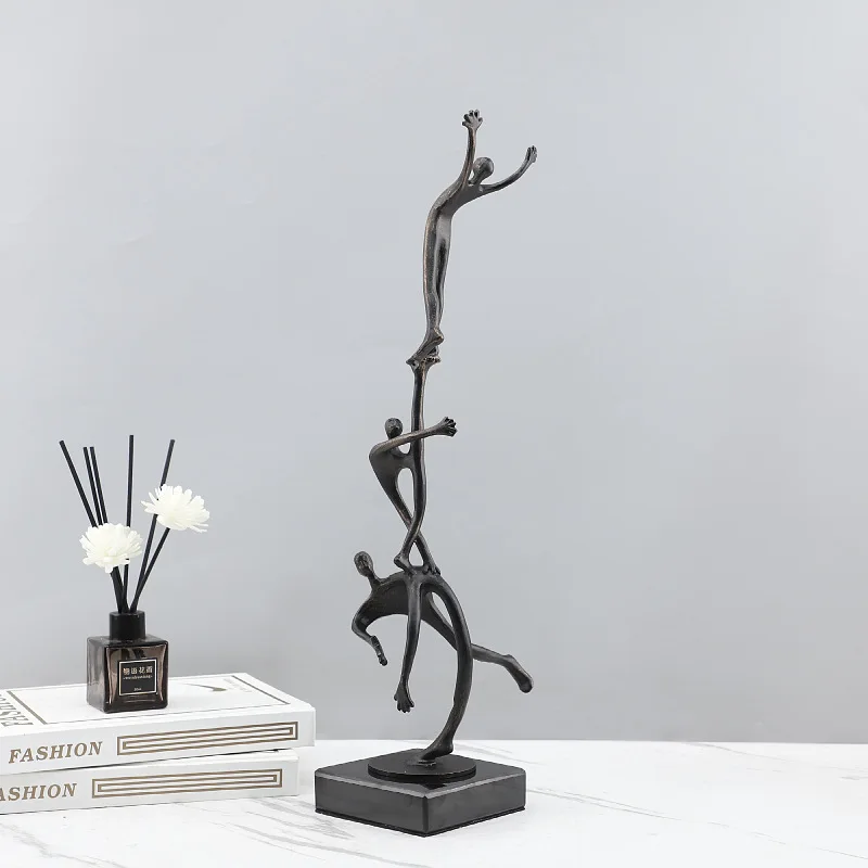 European minimalist abstract cast iron three-person acrobatic art decoration ornament living room bedroom TV cabinet home