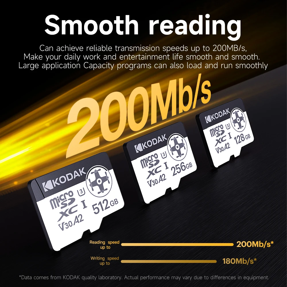 Kodak A2 Micro SD Card for Pocket3 Up to 200MB/s 512GB 256G 128GB TF Card Micro Memory Card for Drones / Nintendo-Swtich 1 / X5