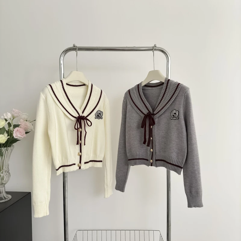 

Grey Contrast Color Cashmere Wool Sweater Soft Comfortable Fashion Cardigan Winter Women's Clothing Baggy Vintage Knitting Tops