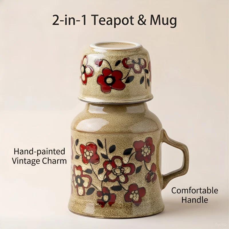 

Hand Painted Ceramic Coffee Mug With Lid Warm Pot Tea Cup Home Drinking Utensil For Valentine's Day ErgonomicHandle Design