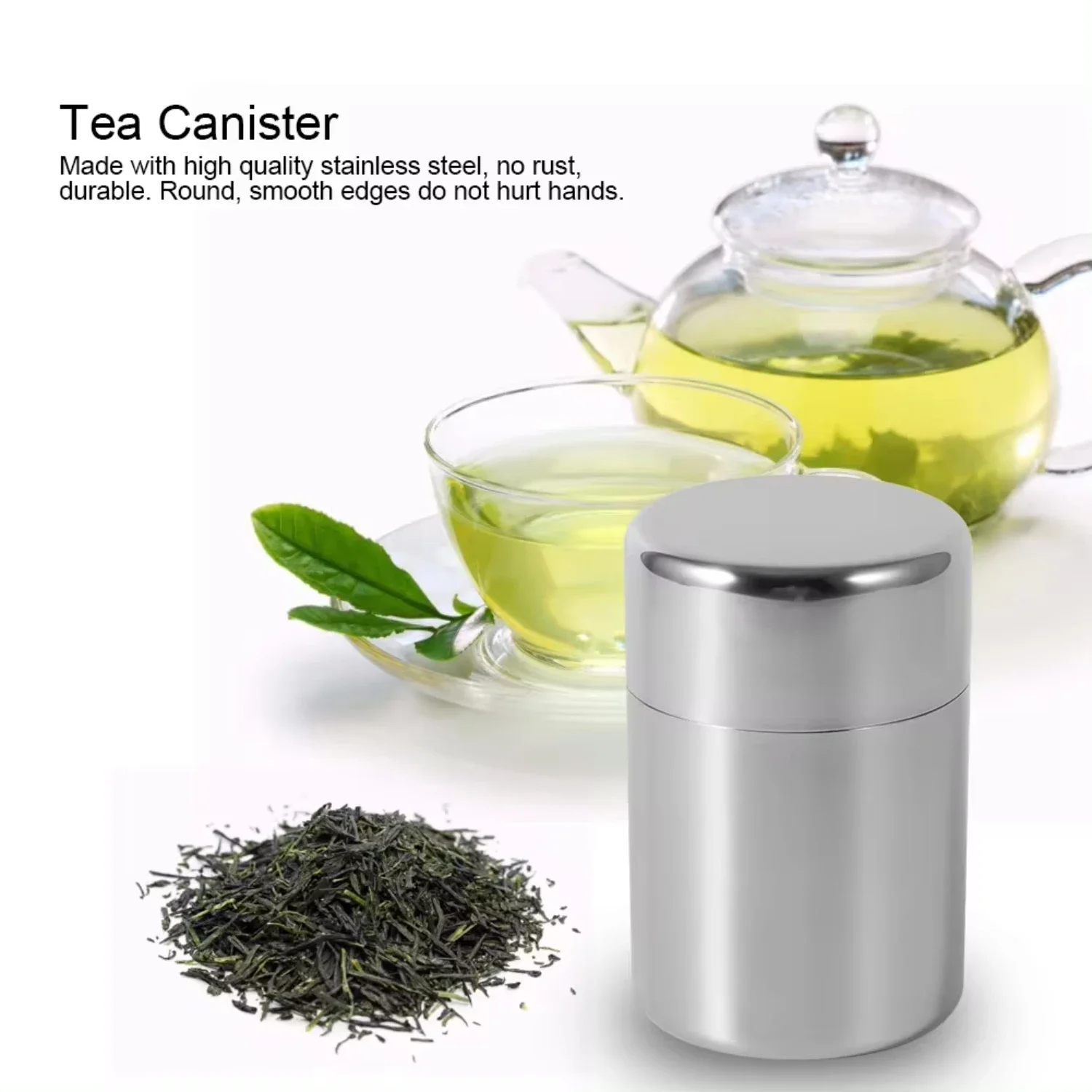 Stainless Steel Tea Can Loose Leaf Tea Tins  Small Travel Portable Container Coffee Sugar  Box Containers Kitchen Canisters