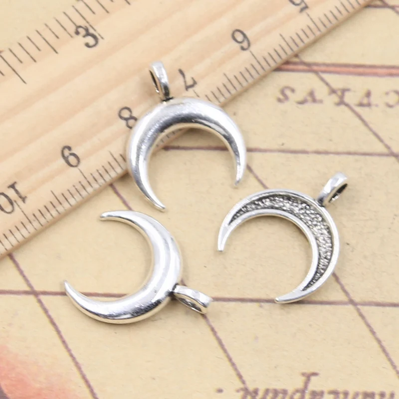 20pcs Charms Moon 21x17mm Tibetan Bronze Silver Color Pendants Antique Jewelry Making DIY Handmade Craft