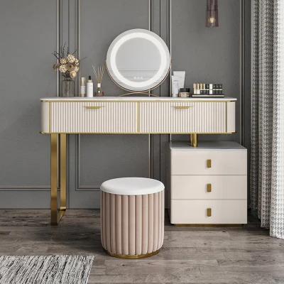 Light Luxury Marble Dressing Table Modern Minimalist With Lamp Mirror Bedroom Small Apartment Locker Dressing Table