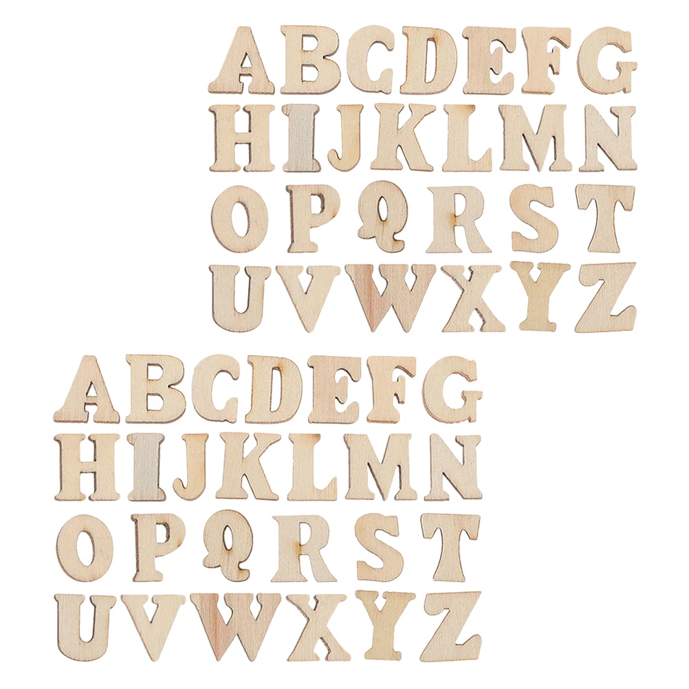 

104pcs Letters Craft Room Decor for Crafts Smooth Basswood DIY Montessori Education Alphabet Decor Cartoon Tiles