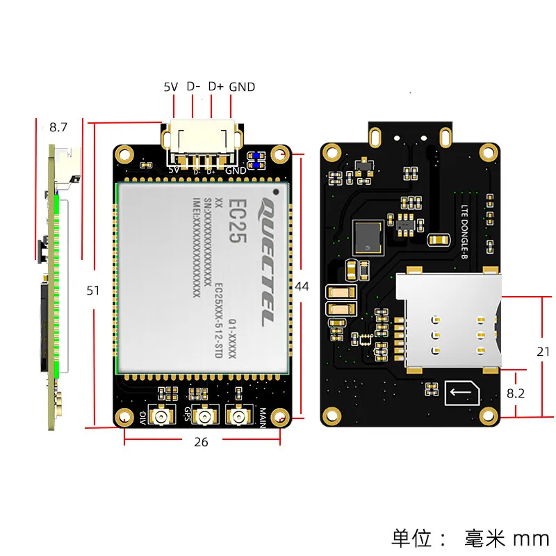 Components, Puller, Band 4G Module USBCAT4 Wireless Communication Module Including SIM Block EC25-EFA4P Cable USB  Puller
