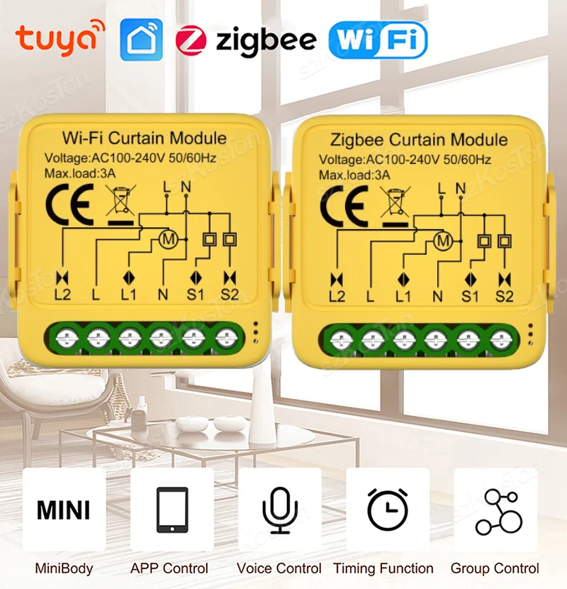 Tuya Smart Life WiFi Zigbee Curtains Switch Connected Roller Shutters Control Blinds Motor Google Home Alexa Electric Window