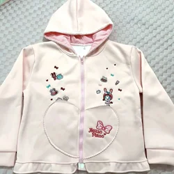 2024 Autumn New Sweet Girl Anime Hoodie Pink Cartoon Embroidered Lace Edge Cute Zipper Cardigan Coat Y2k Kawaii Sweatshirt