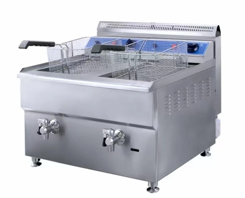 

LPG Gas Deep Fryer With 2 Basket Fried Chicken Machine Stainless Commercial Fryer