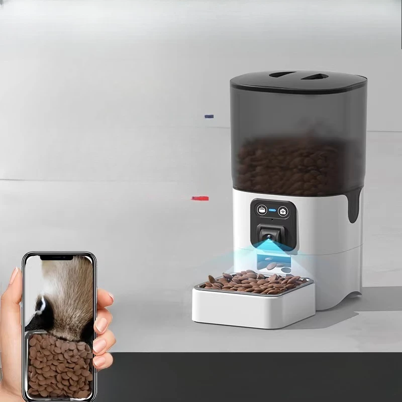 Pet Feeder Automatic with Camera, Smart Food Dispenser for Cats Dogs, Programmable Timed Dry Food, 6L