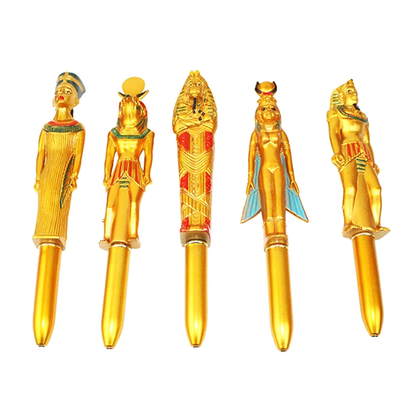 1pc Egyptian Pharaoh Blue Ink Ballpoint Pen Hot Stamping Mummy Writing Ballpoint Pen 2024 New Year Gifts