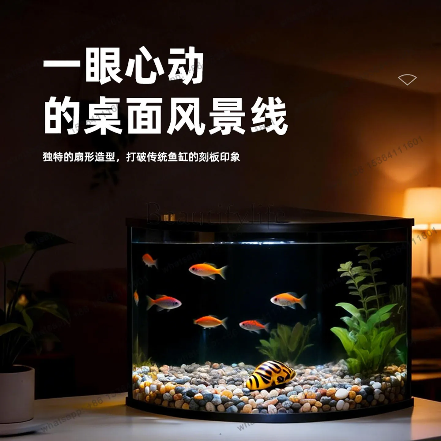 Small living room new acrylic filter oxygen production all-in-one machine landscaping triangular goldfish desktop tank
