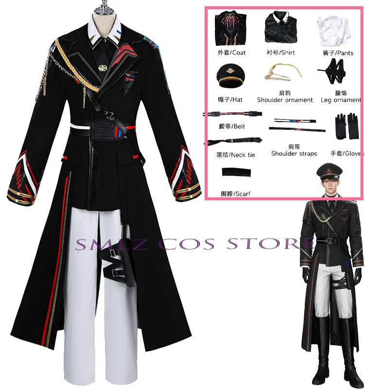 Caleb Cosplay Anime Love and Deepspace Costume executive officer Colonel Uniform Hat Suit Halloween Party for Women Men Outfit