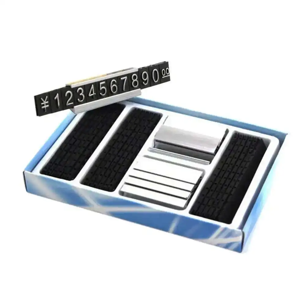 Adjustable Price Talker Tags Kit für die Arbeitsplatte $ Euro Car Jewelry Clothes Number Digit Display Cube Sign Label Assembly