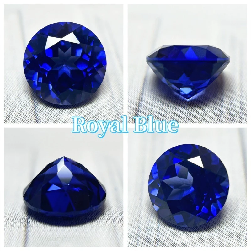 Laborgezüchteter Saphir in Rundform, Königsblauer Edelstein für Charms, DIY-Schmuckherstellung, Halskette, Ring, Wählbares Zertifikat – Detail 12