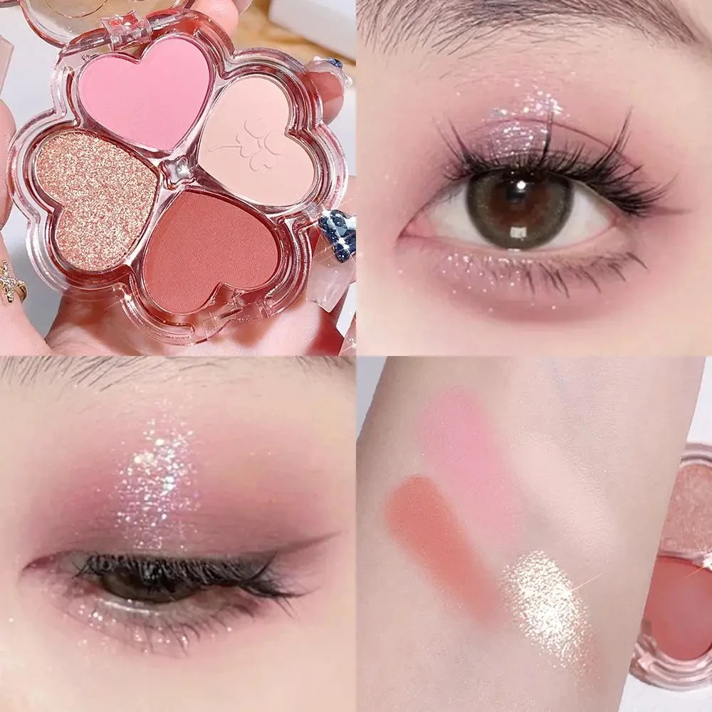 Paleta de sombras de ojos, colorete fino nacarado, maquillaje de ojos, todo en uno, recorte mate