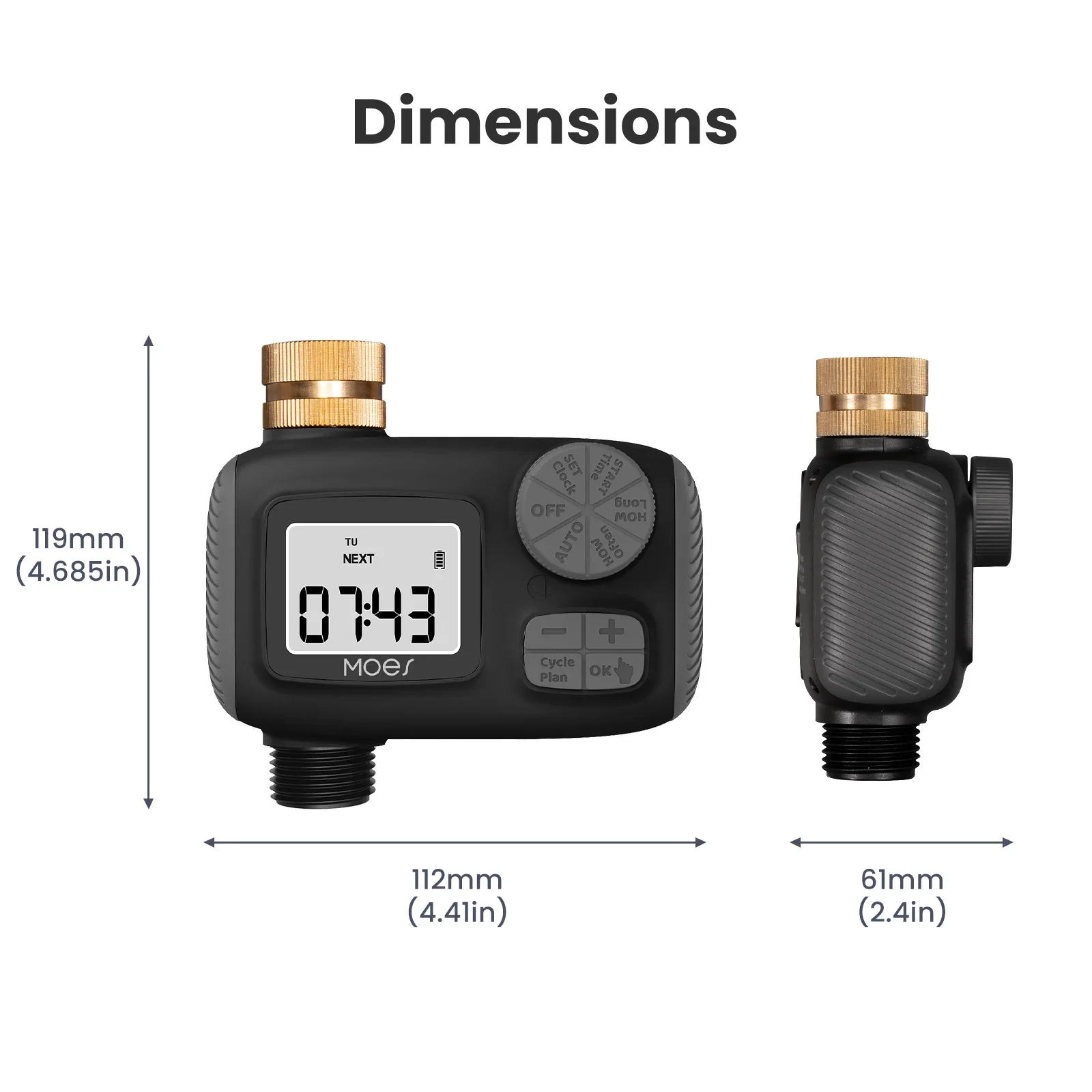 Imagem -06 - Moes-temporizador de Água com Tela Lcd Entrada de Bronze Botão Giratório Controle do Botão Chuva Delay Bloqueio da Criança Saída Ip55 Impermeável