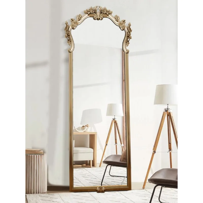 European carved full-body floor mirror French art design cloakroom retro fitting mirror