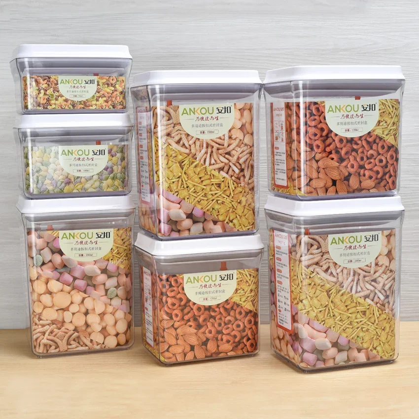 Food Grade Airtight Microwave Plastic Food Storage Container Red Dates Keeping Cereal Storage Container Set