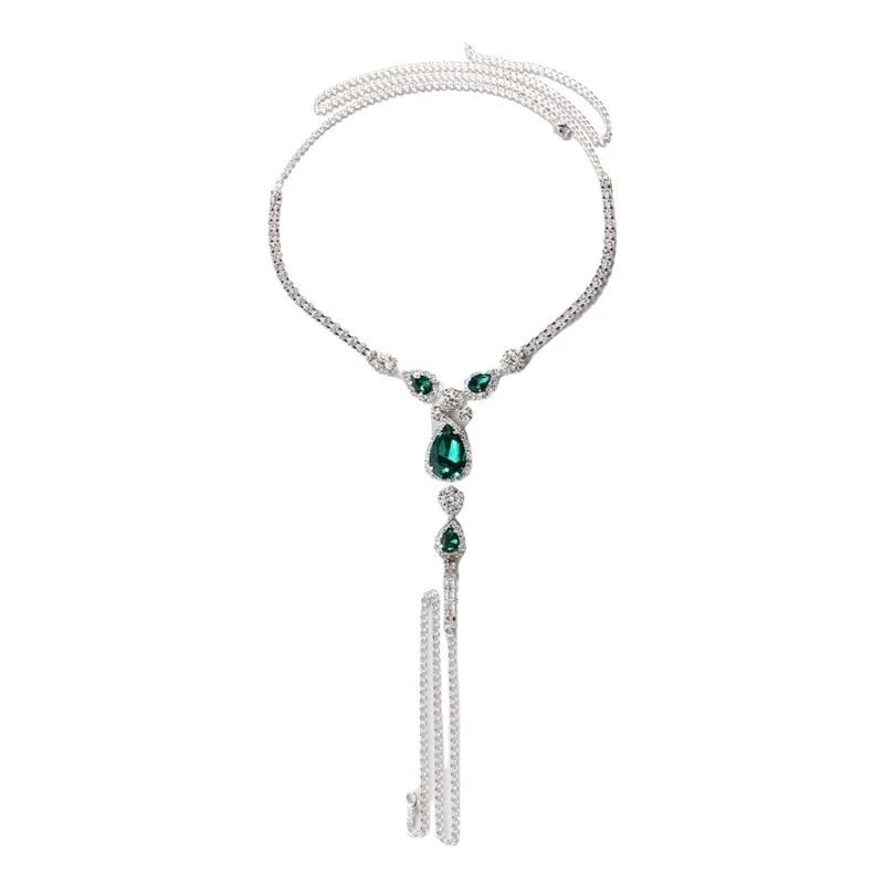 

652F Lightweight Alloy Underwear Chain Crystal Charm Lingerie Accessory Body Jewelry for Parties Dates and Beach Vacations