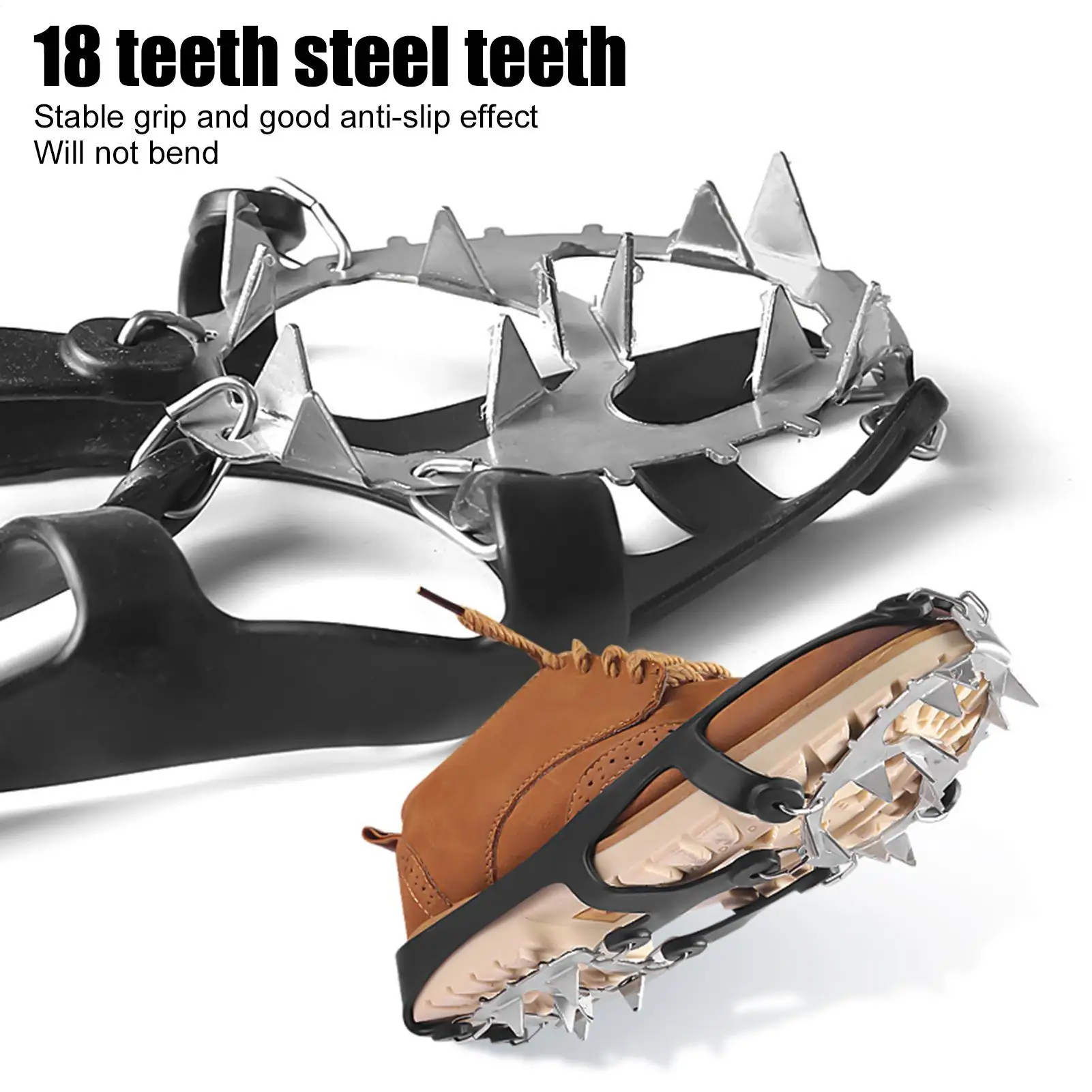 مرابط الثلج من الفولاذ المقاوم للصدأ العالمي المضاد للانزلاق الأشرطة أحذية الجليد القابضون للرجال الشتاء في الهواء الطلق المشي لمسافات طويلة المشي تسلق