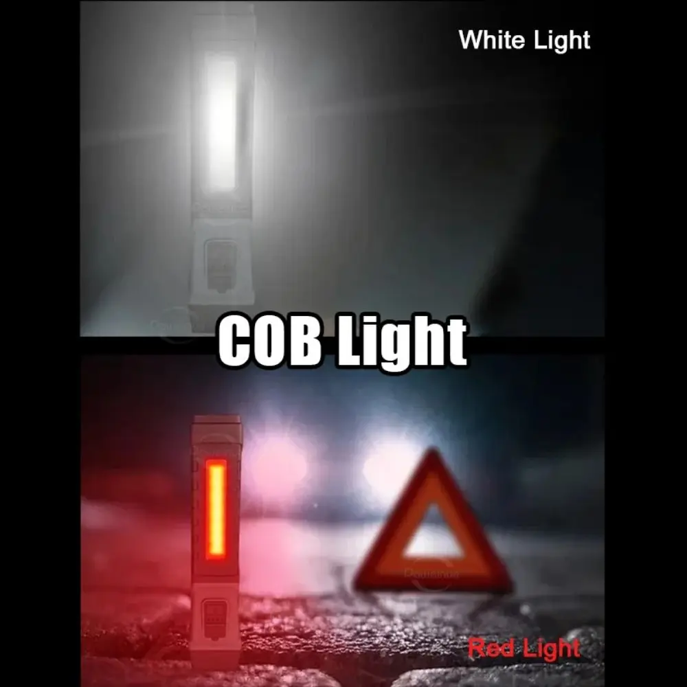 90-degree Rotatable Portable LED Flashlight Handheld Red Light Mini Camping Lamp Side Light Clip on Emergency Lighting Home