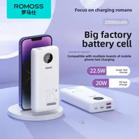ROMOSS Power Bank 20000mAh 22.5W External Battery Fast Charge USB C Powerful Portable Powerbank for Laptop Xiaomi 13 iPhone 14