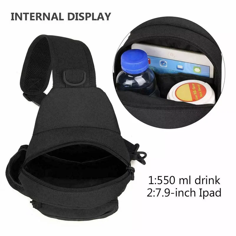 

Molle Tactical Shoulder Bag with Kettle pocket Shoulder Backpacks Sling Daypack Backpack Chest Fishing Camping Fanny Pack
