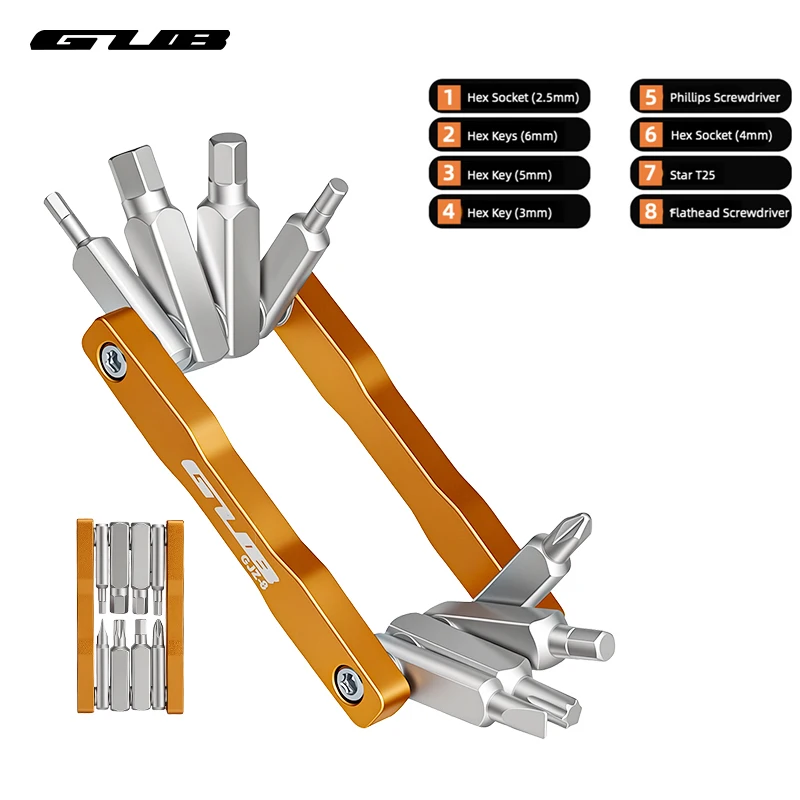 AliExpress GUB GJZ-8 Portable Folding Tool Bicycle Maintenance Multifunctional Combination Hexagonal Interior For Home Use With 8 Functions