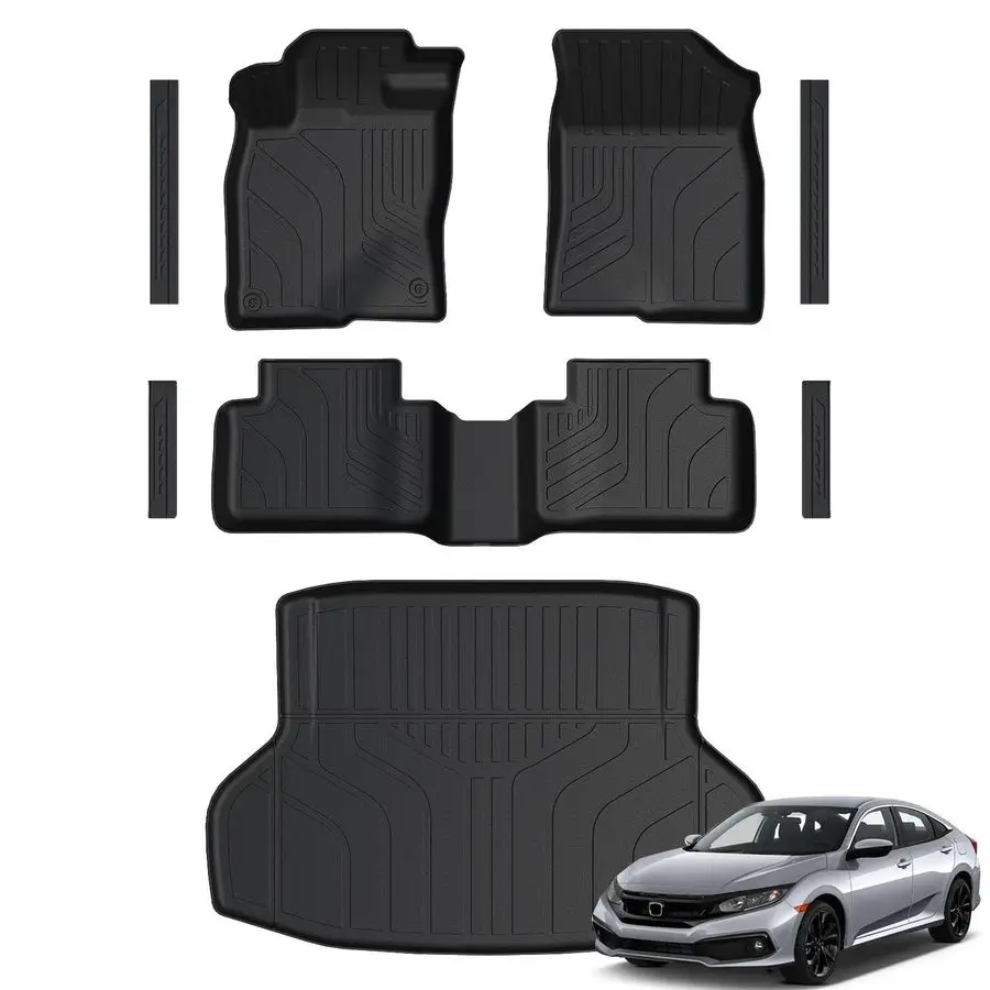 

Mats for Honda Civic 20162021, All Weather Floor Mats Trunk Cargo Liner and Door Sill Guards Accessories, Full Coverage Set Fit