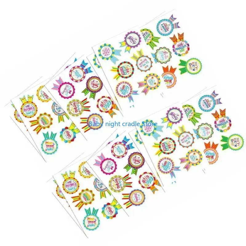 J2FF Set von 16 Blättern bunte Geburtstagsfeier -Aufkleber für Kinder Selbstkleber
