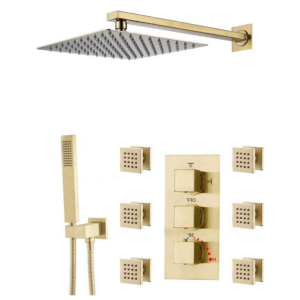 ก๊อกผสมน้ำอาบน้ำแบบคลาสสิก สีดำ สำหรับฝักบัวแบบเทอร์โมสแตติก