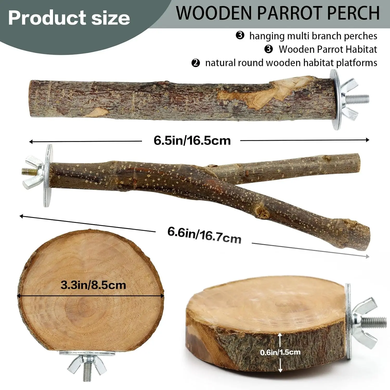 8PCS Natural Wood Bird Perches 2