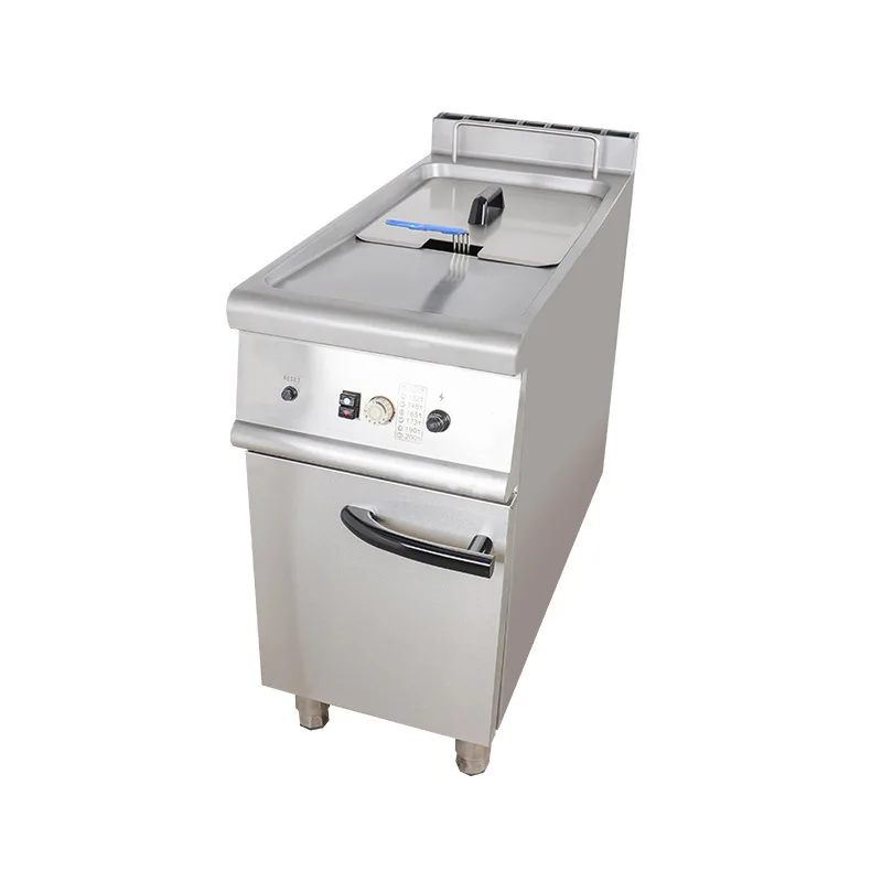 Commercial single cylinder single screen gas fryer with cabinet seat large capacity fryer fried chicken chops fish fritters