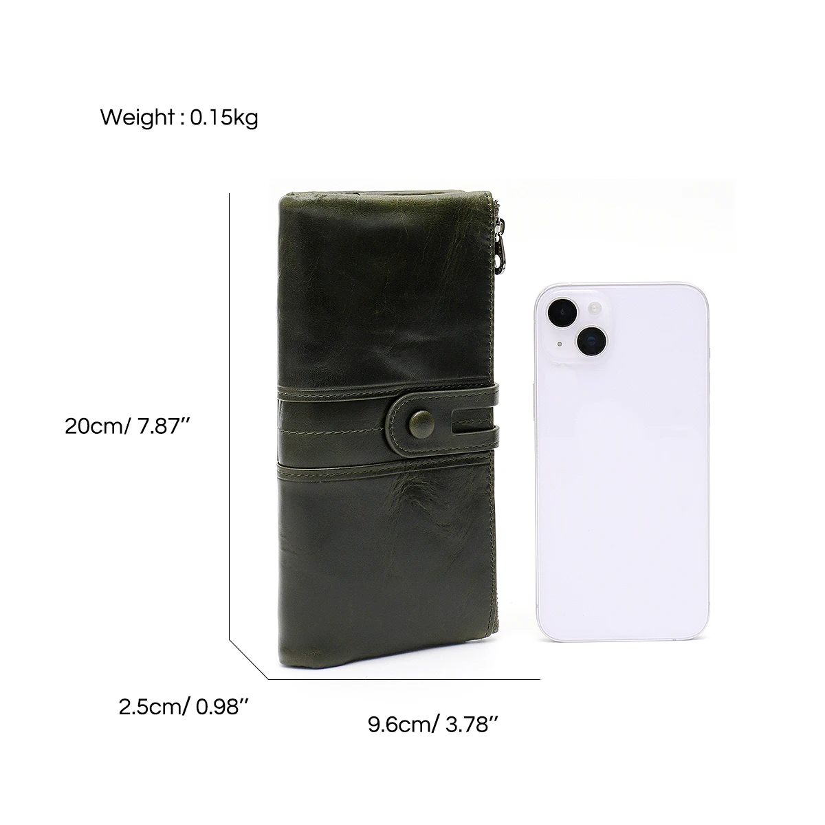 SC Real Oil Waxed Cowhide Leather Long Wallet Women Unisex Bifold RFID Multi Functional Card Holders Slots Coin Purse Fits Phone