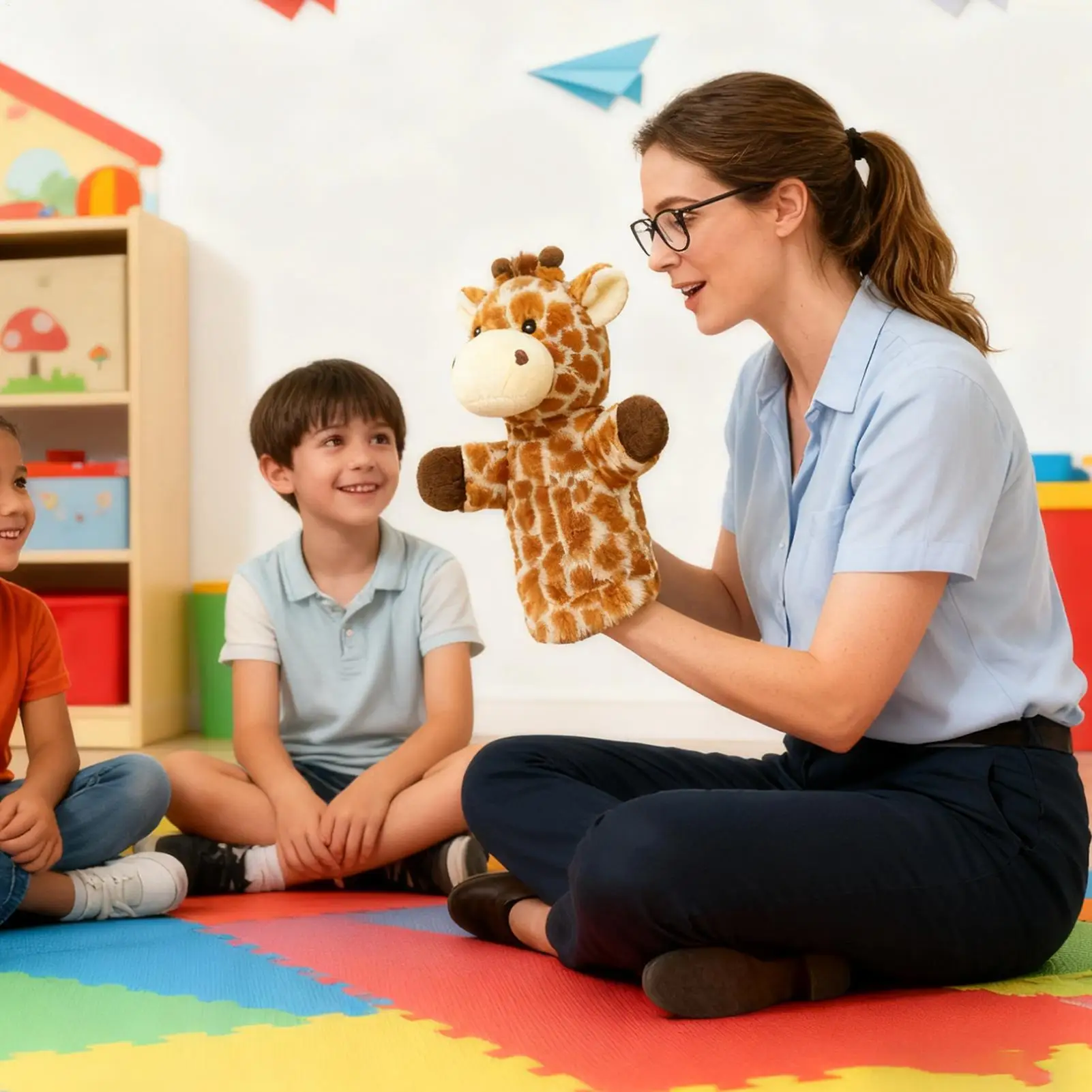 26cm 새로운 만화 동물 손 인형 부모-자식 게임 인형 사자 기린 달래기 장난감 어린이를위한 생일 선물