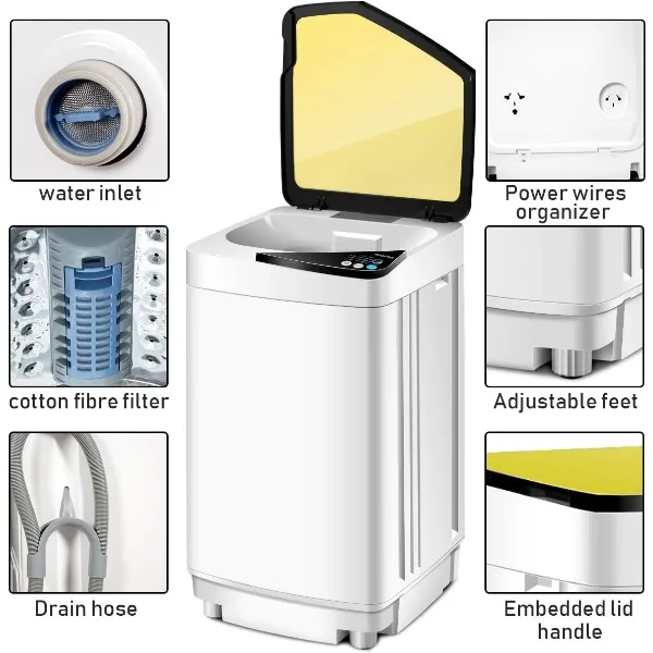 Giantex Full-Automatic Washing Machine Portable Washer and Spin Dryer 7.7lbs Capacity Compact Laundry Washer