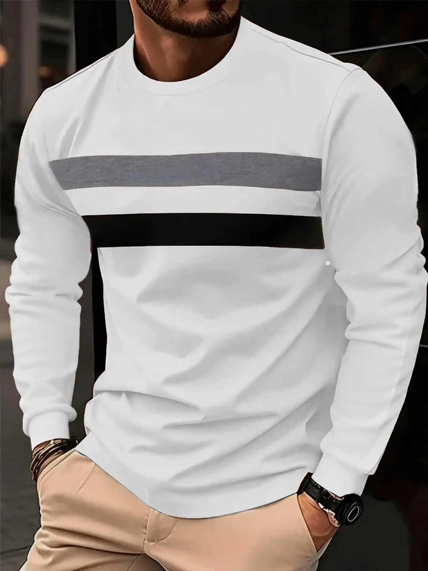 New Casual Fashion Long Sleeves T Shirt Men Spring Autumn Patchwork Gym Clothing Fitness T-shirt Sports Raglan Sleeves Tshirt