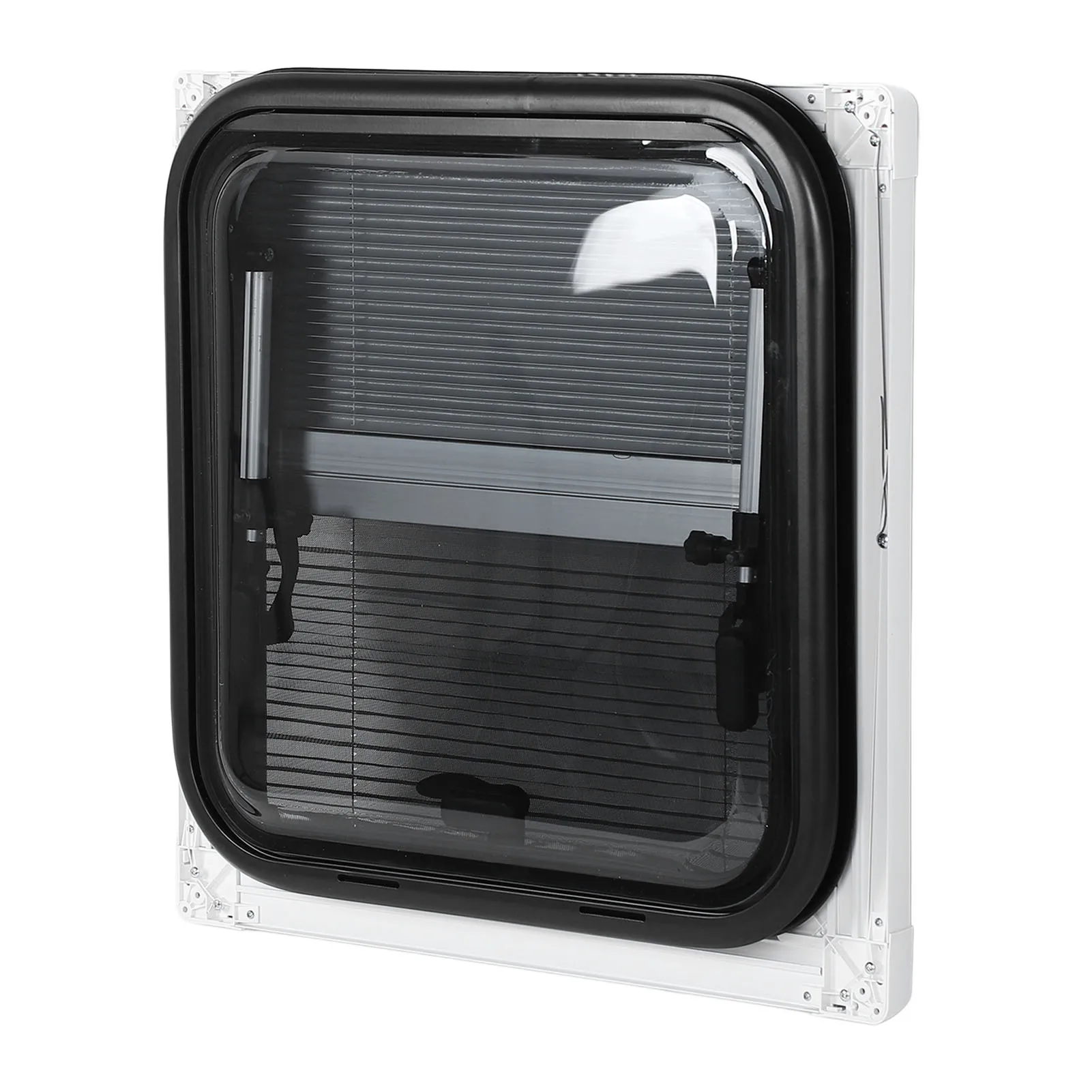 نافذة خروج RV نافذة دفع RV مزدوجة الطبقات 18 × 18 بوصة حجب الضوضاء مدورة مع ستارة ظلة للمنزل المحمول RV