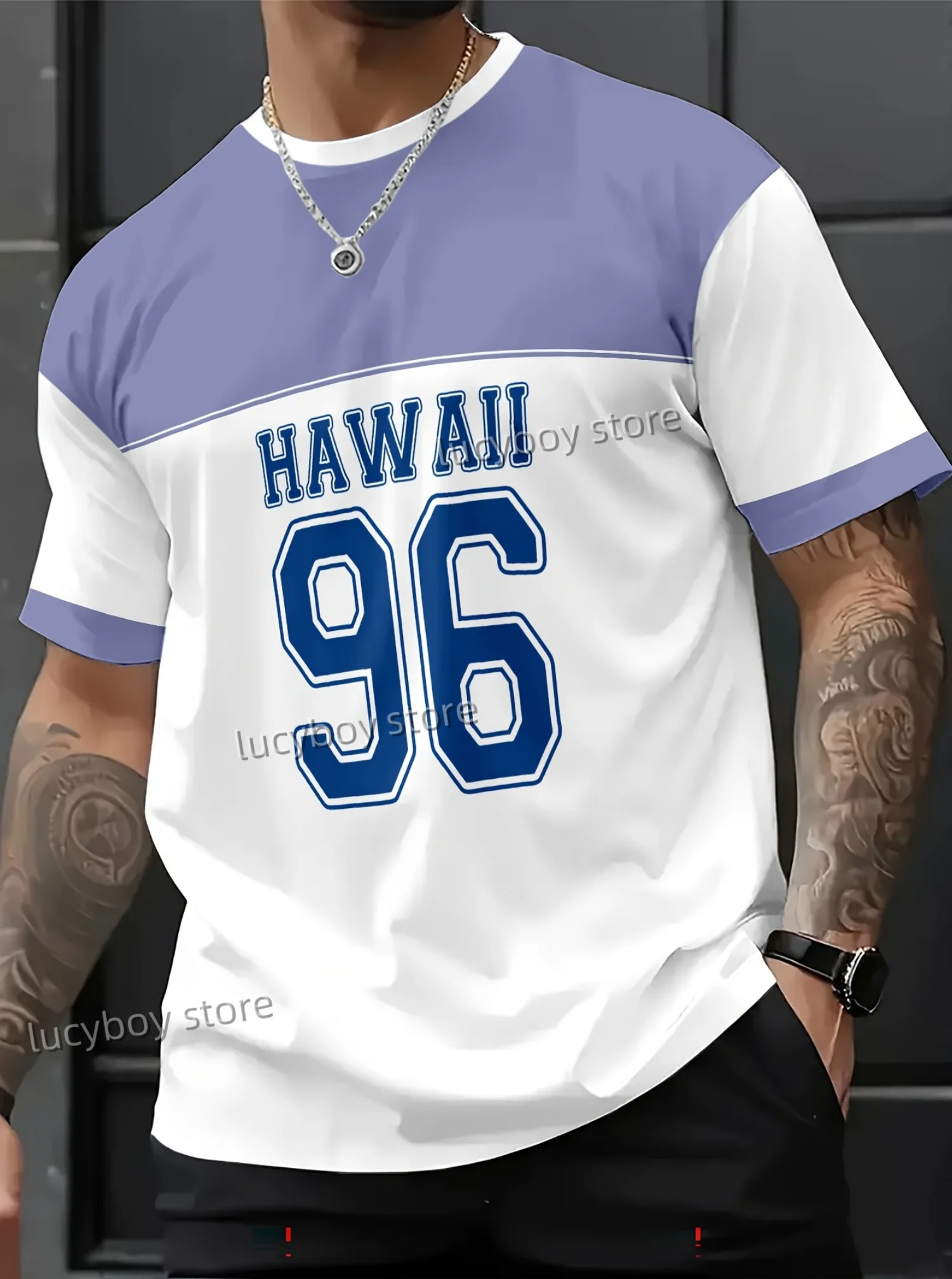 

Summer Mens NO.96 HAWAII Printed Short Sleeve T Shirt Man O-Neck Sportwear Racing Jersey Tee Vintage Casual Tops Men Clothes