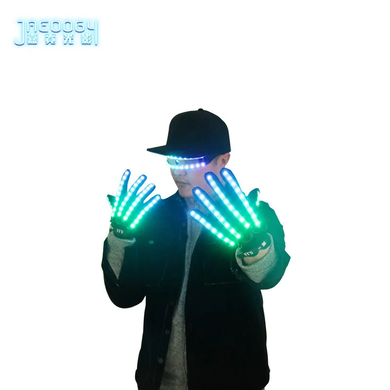 

LED Gloves Glowing Glasses Light Up Glasses Rave Costume Decor DJ Dance Performances Luminous Props Halloween Decorati