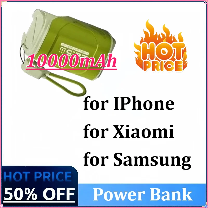 

New PD22.5W 10000mAh New AC Plug Power Bank Portable with Its Own Cable Compact Portable Creative Mobiler Supply