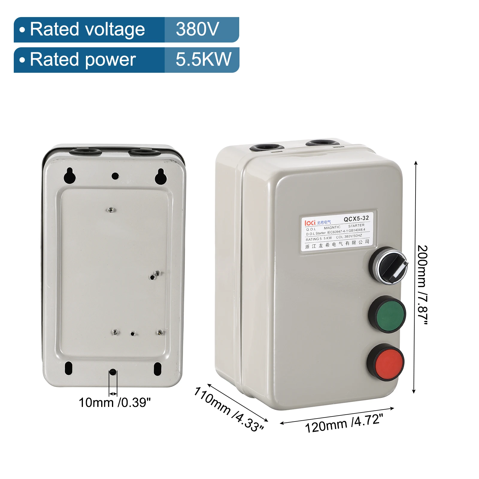 Avviamento motore elettrico magnetico 380V 2.2/4/5.5KW 3/5/7.5HP Avviamento motore con interruttore magnetico trifase per macchine compressore d'aria