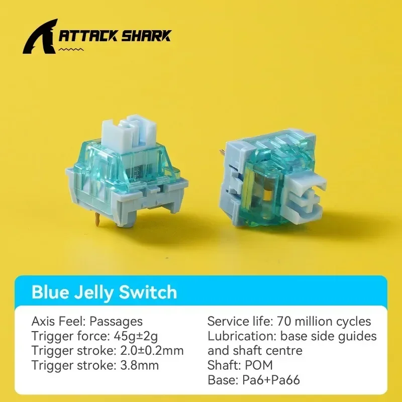 ATTACK SHARK DIY 42gf Plug and Play mechanische Tastaturschaft, lineare Tasten, Mahjong-Tonwelle, Lucite-Schaft, Schlüsselschalter, 100 Stück