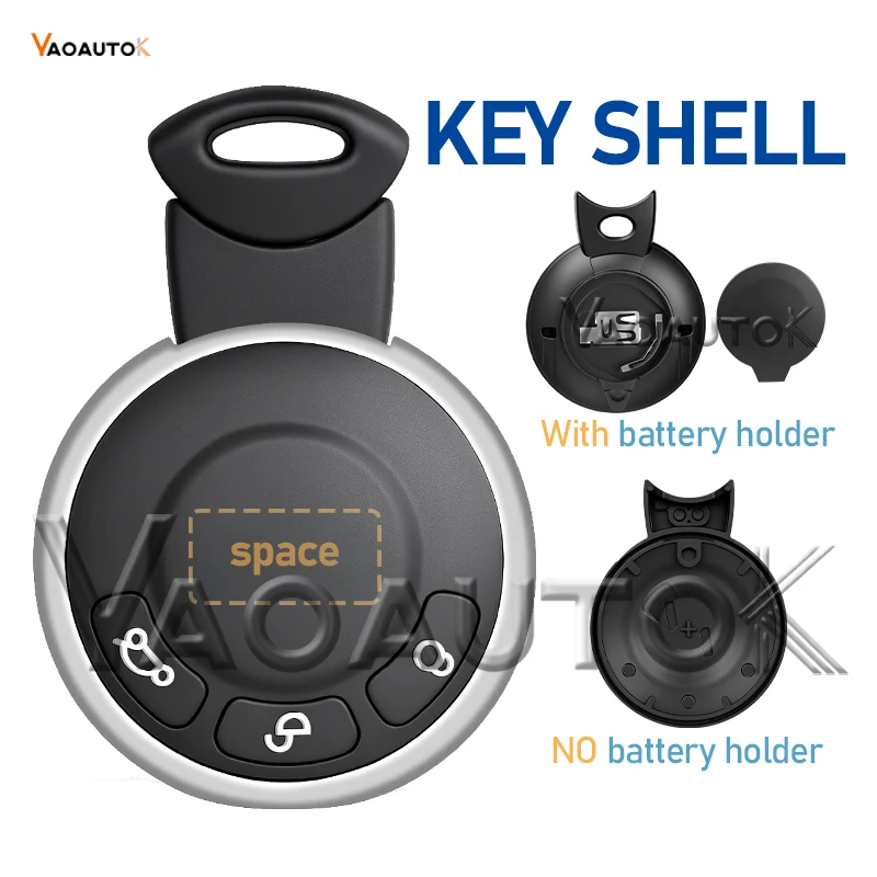 Remote Key Shell For BMW MINI Cooper R55 R56 R57 R58 R59 R60 R61 Clubman 3 Buttons Round Fob Case With/NO Battery Holder Cover
